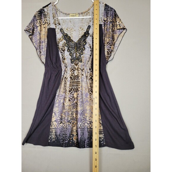 Y2K Butterfly Blouse Top Babydoll Flutter Sleeve Size PM Medium By One World - Picture 7 of 10